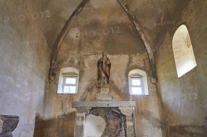 Interior of a church, figure of a saint, church, Chiesa di Santa Caterina, Montalbano Elicona, town, Nebrodi National Park, Sicily, Italy, Europe