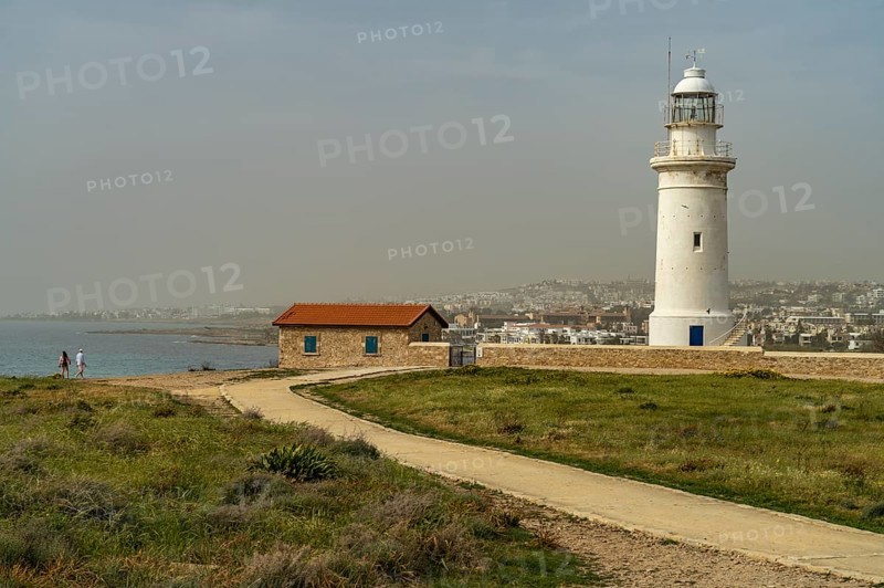 Lighthouse in Paphos Archaeological Park, Cyprus, Europe
