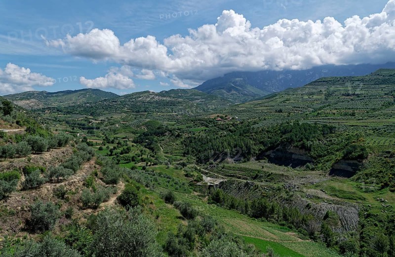 Southern Albanian mountain landscape around the Tomorr Massif in Tomorr National Park, also Tomorri National Park. Berat, Albania, Southeast Europe, Europe