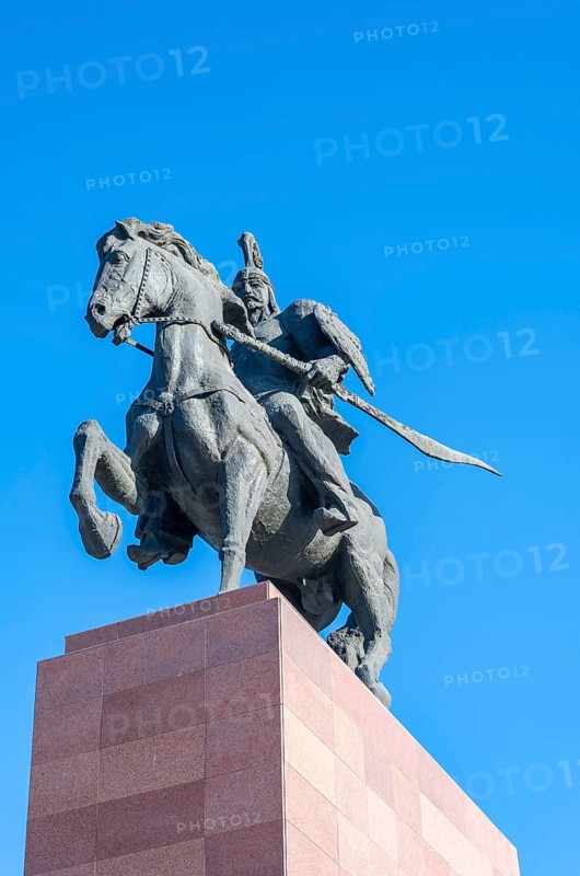 Manas Monument modelled on a traditional epic, Ala-Too Square, Bishkek, Kyrgyzstan, Asia