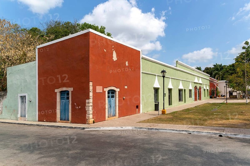Renovated Spanish colonial buildings Calzado Calle de los Frailes, Valladolid, Yucatan, Mexico, Central America