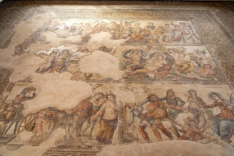 Mosaic in the Villa of Aion, Paphos Archaeological Park, Cyprus, Europe