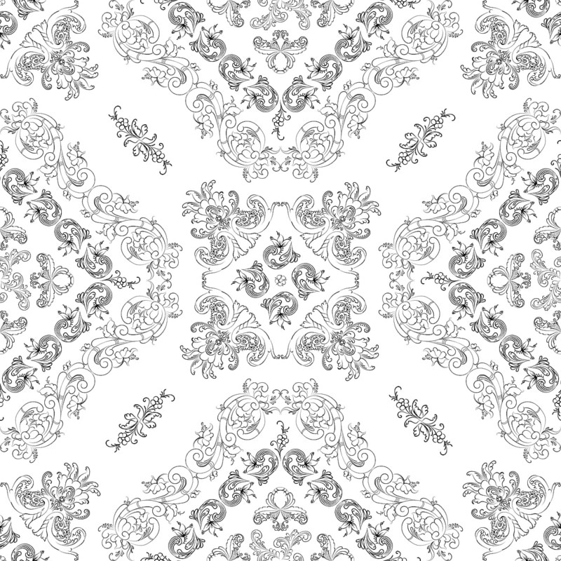 Hand drawn seamless floral pattern on a white background, vector textile template