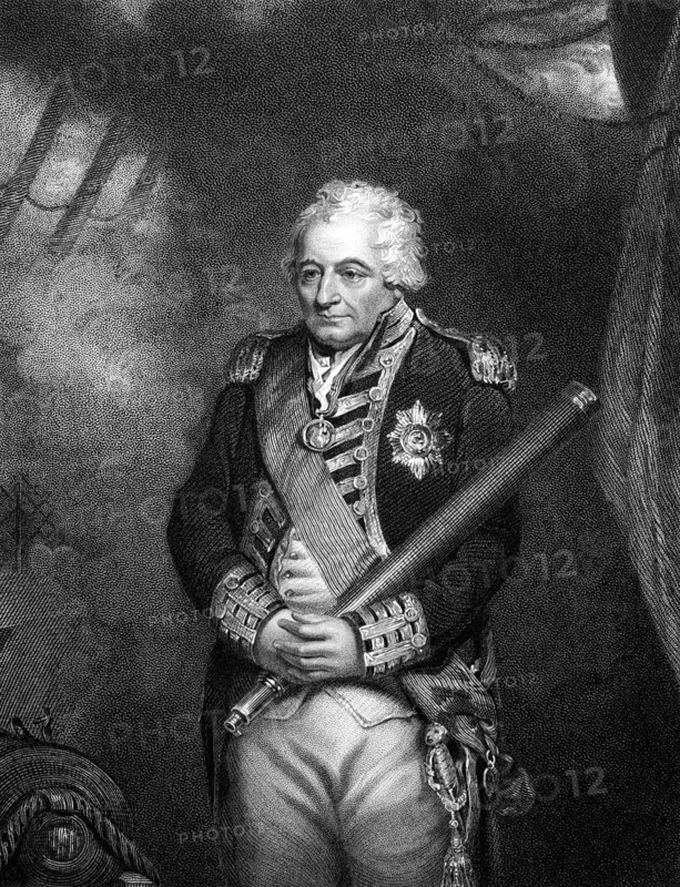 John Jervis, 1st Earl of St Vincent (1735-1823) on engraving from 1834. Admiral in the Royal Navy and Member of Parliament in the United Kingdom. Engraved by H.Robinson and published in Portraits of Illustrious Personages of Great Britain, UK, 1834