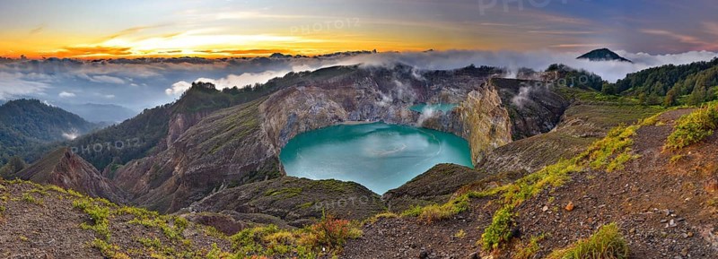Sunrise view of Kelimutu volcano in Flores island, Indonesia, Asia