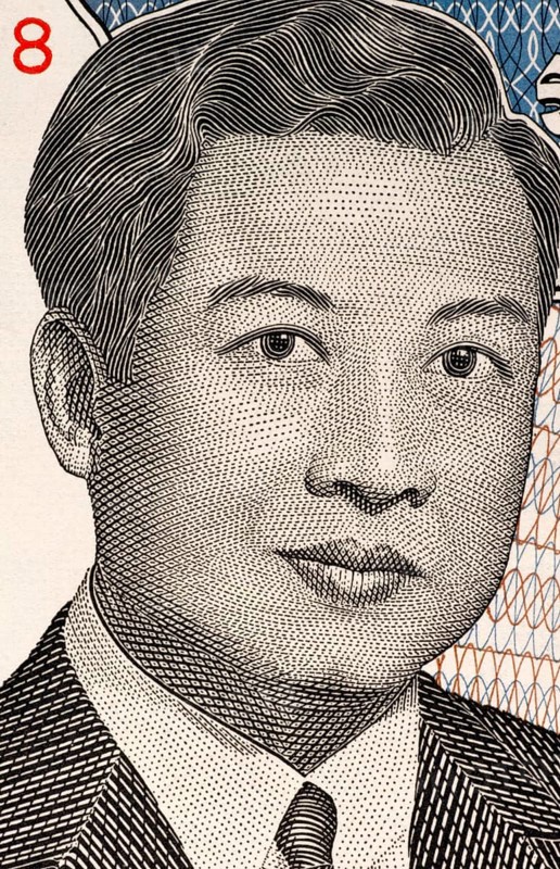 Norodom Sihanouk (1922-2012) on 2000 Riels Banknote from Cambodia. King of Cambodia during 1941-1955 and 1993-2004