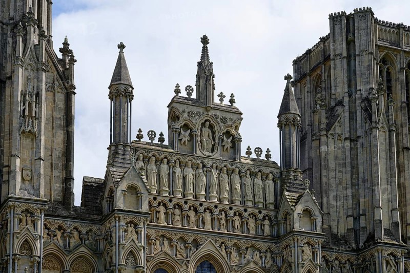 Detail, Facade, Wells Cathedral, Wells, England, Great Britain