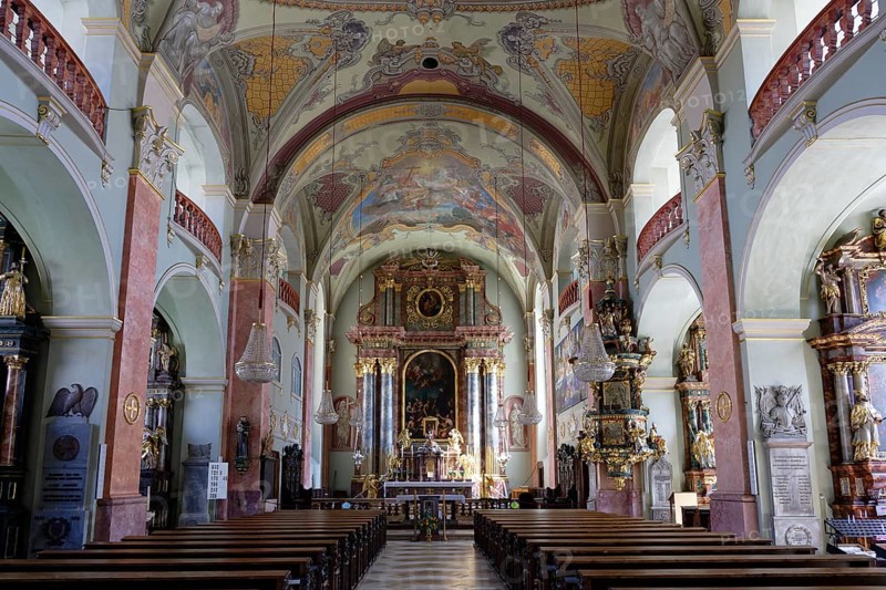 Interior view, parish church of St Egid, Pfarrplatz, inner city, Klagenfurt, Carinthia, Austria, Europe