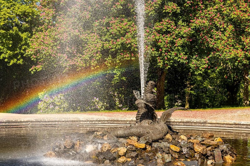 Pictures from Ballenstedt Harz Selketal Fountain with fountain and rainbow