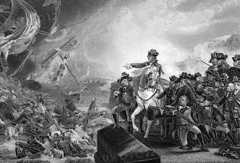 Great Siege of Gibraltar on engraving from the 1800s. An unsuccessful attempt by Spain and France to capture Gibraltar from the British during the American War of Independence. Engaved by J.C.Armytage after a picture by J.S.Copley