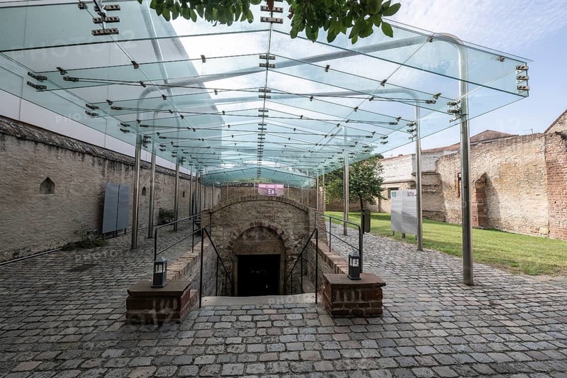 Entrance to the mikveh, Jewish ritual bath and ruins of the medieval synagogue, Speyer, Rhineland-Palatinate, Germany, Europe