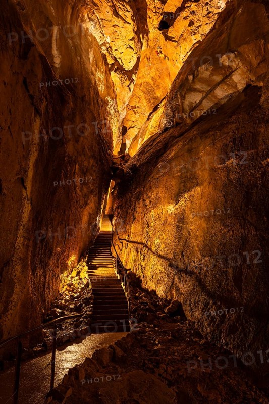 The illuminated Mammut Cave, a cave in the Dachstein massif. Obertraun, Salzkammergut, Upper Austria, Austria, Europe