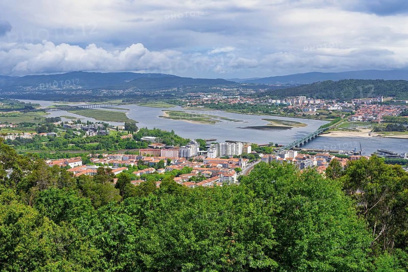 Panorama over Viana do Castelo and the Lima river, Viana do Castelo, Minho, Portugal, Europe