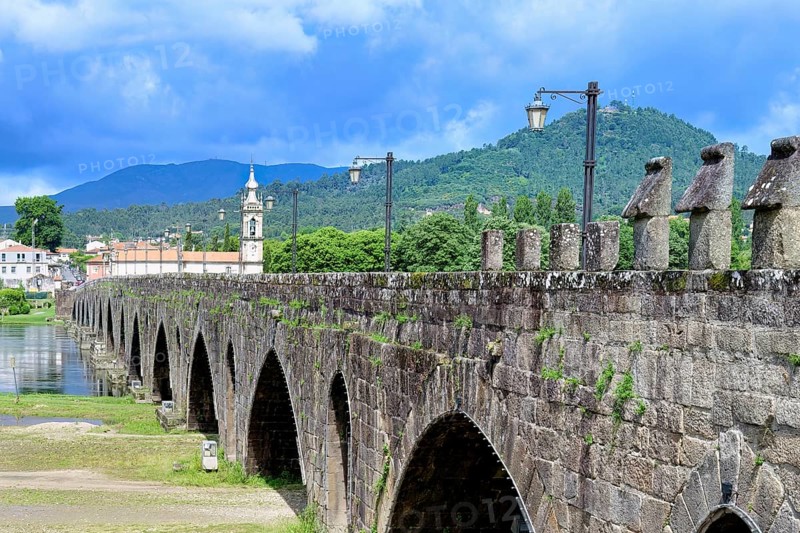 Saint Anthony of the Old Tower Church and the Roman and Medieval bridge, Ponte de Lima, Minho, Portugal, Europe