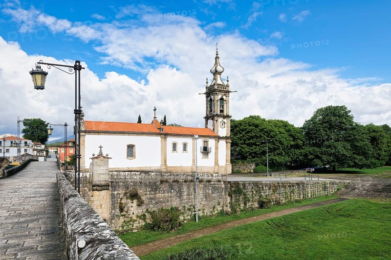 Saint Anthony of the Old Tower Church and the Roman and Medieval bridge, Ponte de Lima, Minho, Portugal, Europe
