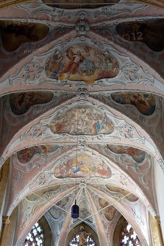 Interior view, ceiling, Sankt Jakob parish church, church square, Villach, Carinthia, Austria, Europe