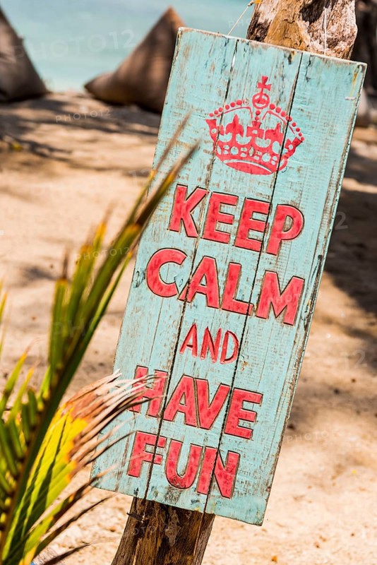 Sign with motto, wooden sign, saying, wisdom, peace, fun, invitation, holiday, travel, tourism
