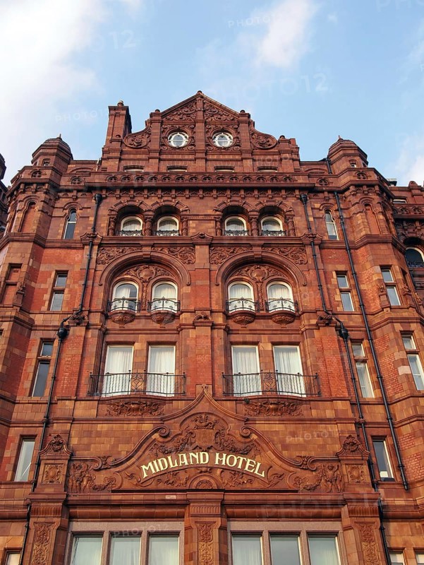 Manchester, united kingdom, 24 march 2022: the facade of the historic midland hotel on peter street in Manchester