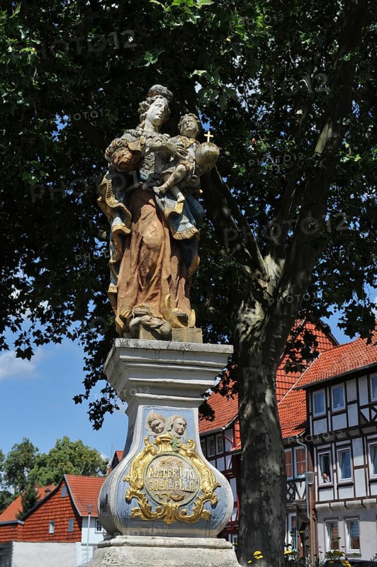 Baroque Madonna in the lime tree fence statue in Duderstadt