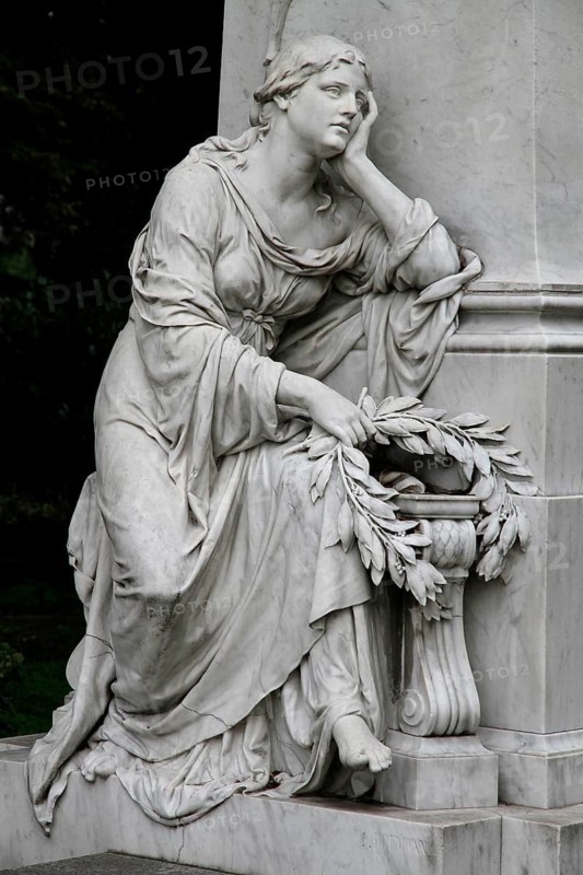 Cemetery mourning statue of a woman