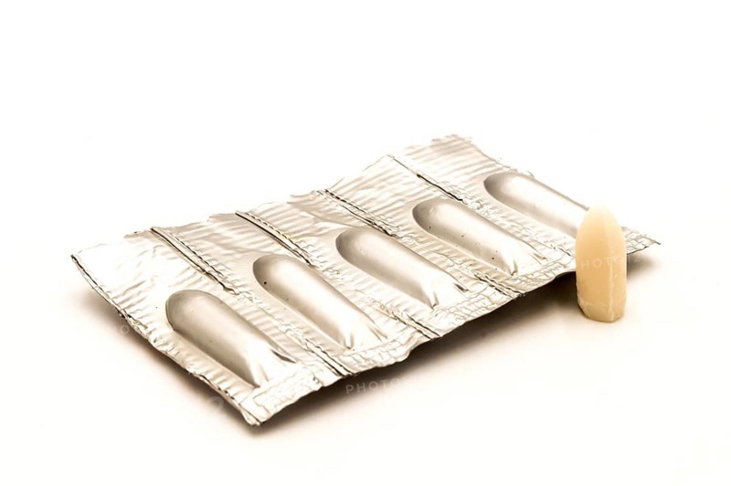 Storing suppositories on a white background