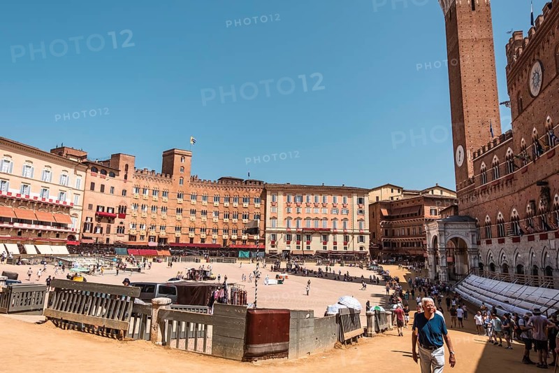 Siena was one of the most important cities in medieval Europe, and its historic centre is a UNESCO World Heritage Site. Piazza del Campo in the Palio day