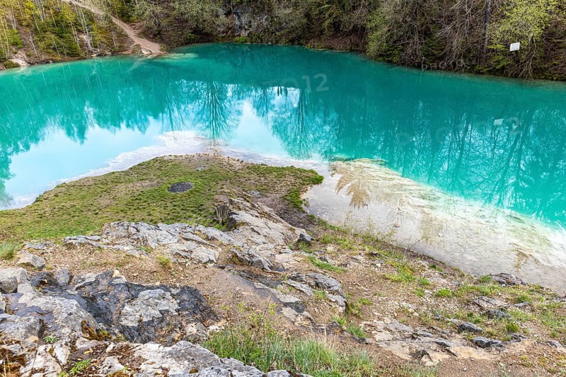 Blue lake in the Harz Mountains near Rübeland with turquoise-coloured water