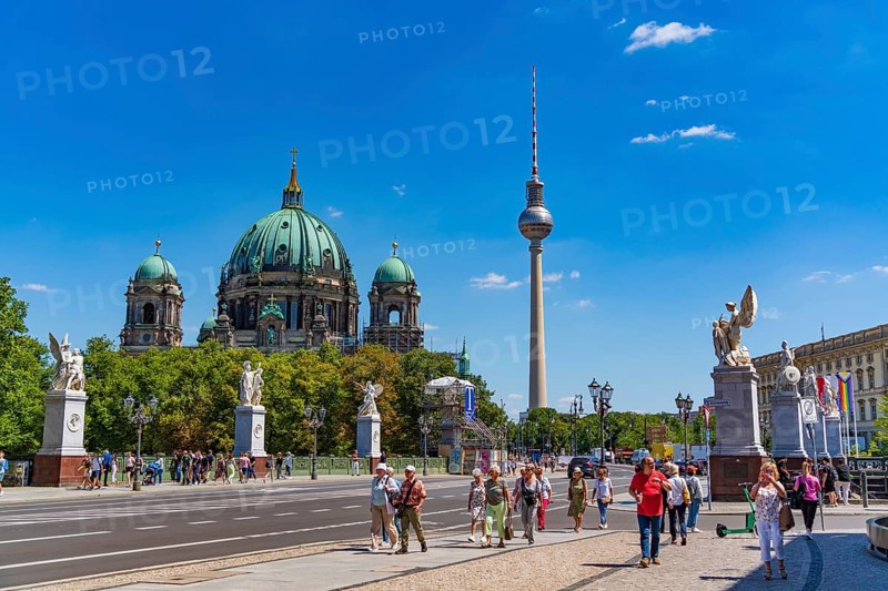 Schlossbrucke, the City Palace bridge in Berlin, Germany, Europe