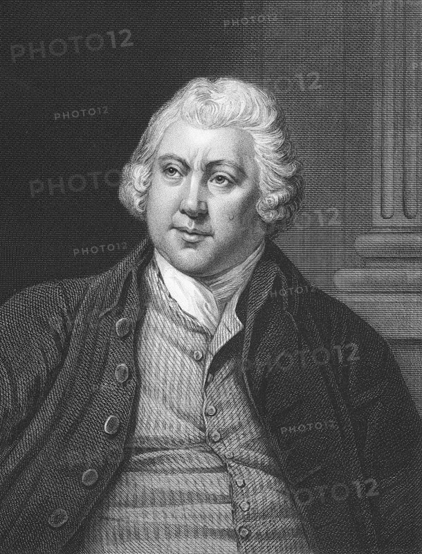 Richard Arkwright (1733-1792) on engraving from the 1800s. The creator of modern factory system thanks to his mechanical and organisation abilities. Engraved by Posselwhite and published by William Mackenzie