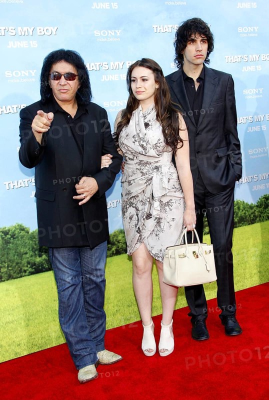 Gene Simmons, Nick Simmons and Sophie Simmons at the Los Angeles premiere of 'That's My Boy' held at the Westwood Village Theater in Los Angeles, USA on June 4, 2012