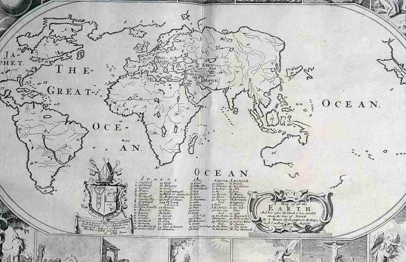 1770 world map without New Zealand or the east coast of Australia. courtesy of the Reed Collection at Dunedin Public Library, New Zealand, Oceania