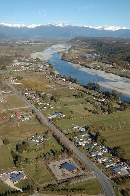 Looking west over Hokitika and the Hokitika River, West Coast, South Island, New Zealand, Oceania