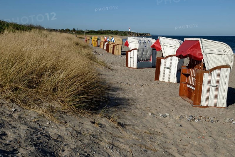 Beach chairs in Heiligenhafen, Schleswig-Holstein, Germany, Europe
