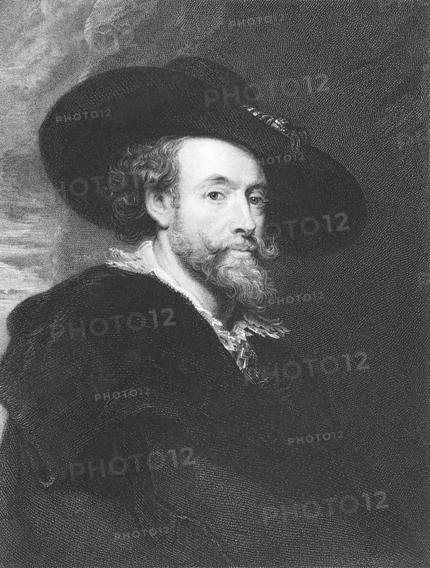 Peter Paul Rubens (1577-1640) on engraving from the 1800s. Flemish Baroque painter. Engraved by J. Pofselwhite and published in London by Charles Knight, Pall Mall East