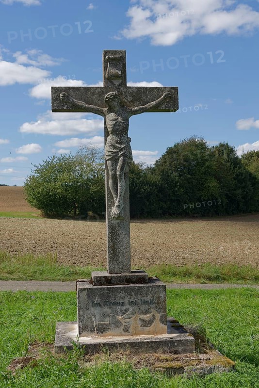 wayside shrine near Jagstberg, Mulfingen, Jesus, Jesus, Jesus cross, wayside cross, Jagst, Hohenlohe, Heilbronn-Franken, Baden-Württemberg, Germany, Europe