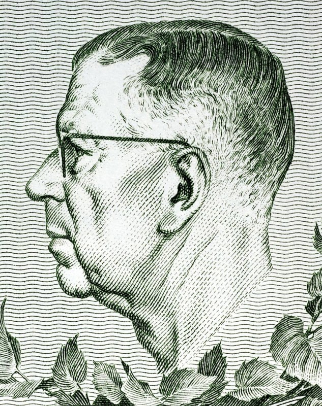Gustaf VI Adolf of Sweden (1882-1973) on 10 Kronor 1980 Banknote from Sweden. King of Sweden during 1950-1973