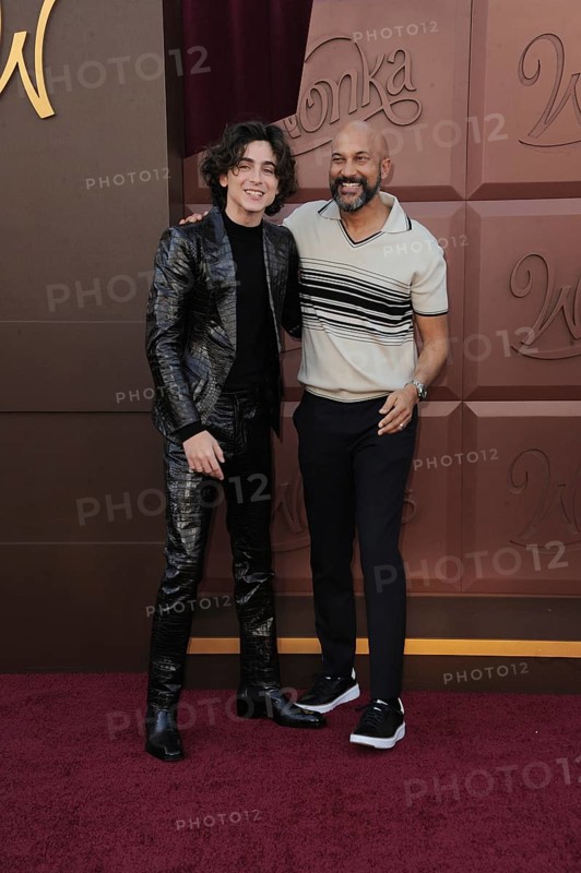 Timothee Chalamet and Keegan-Michael Key at the Los Angeles premiere of 'Wonka' held at the Regency Village Theater in Westwood, USA on December 10, 2023., Westwood, California, USA, North America