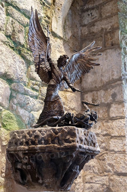 Archangel and Devil, Chapel, St Michaels Mount, Marazion, England, UK