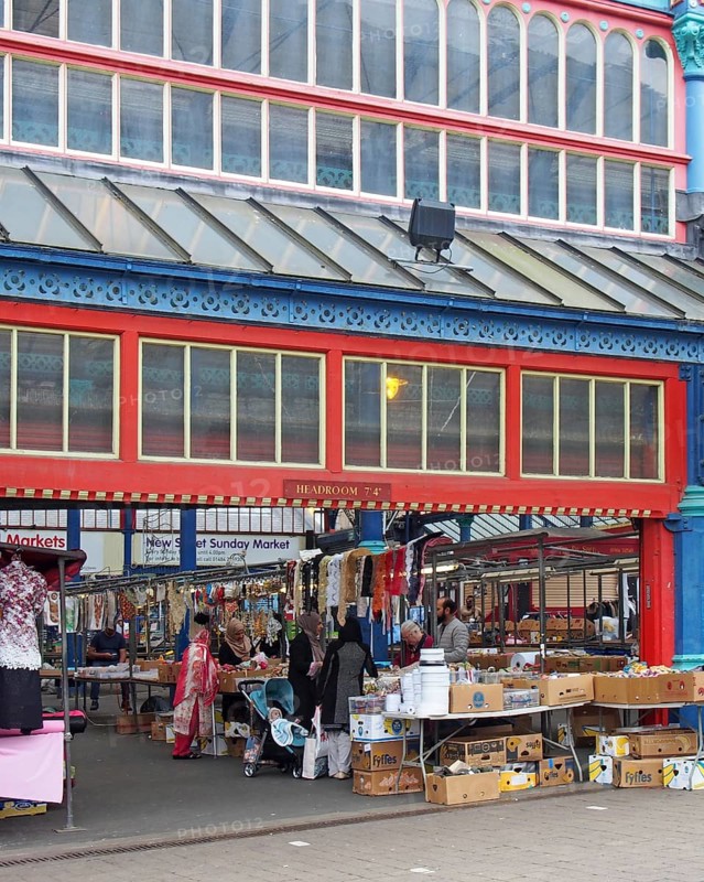 Huddersfield, yest yorkshire, United Kingdom, 20 May 2019: women shopping for fabric and sewing materials on a stall in huddersfield market in west yorkshire, Europe