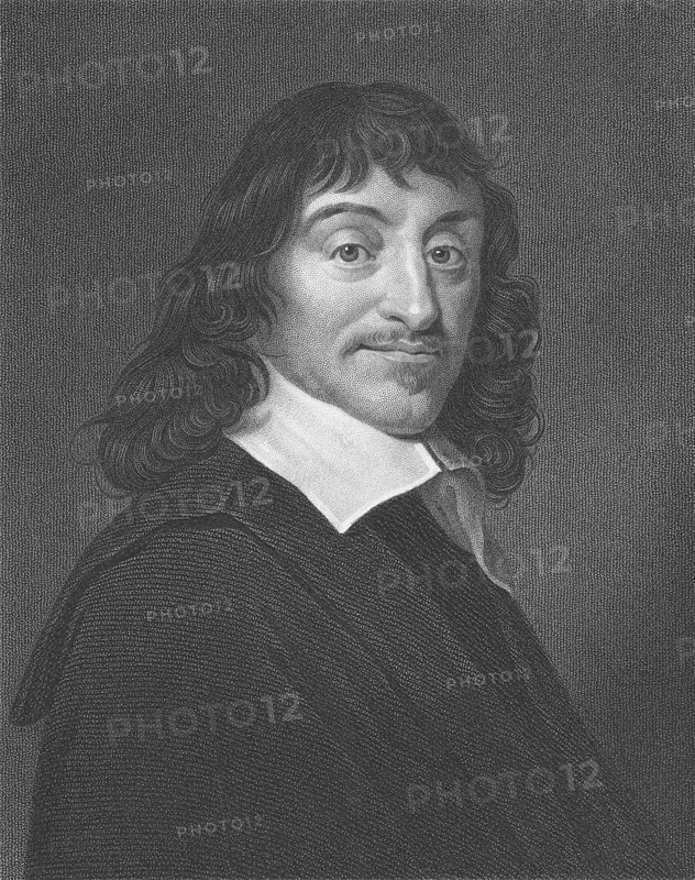 Rene Descartes (1596-1650) on engraving from the 1800s. French philosopher, mathematician, physicist and writer. Engraved by W. Holl and published in London by Wm. S. Orr & Co