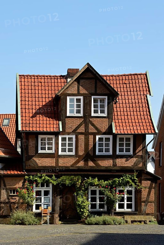 Historical Building in the Old Town of Nienburg, Lower Saxony, Germany, Europe