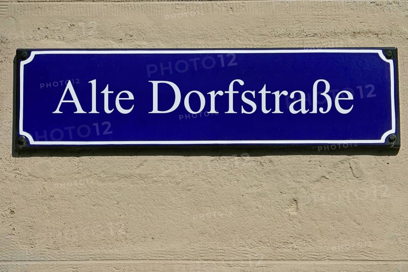 Enamel sign Alte Dorfstraße