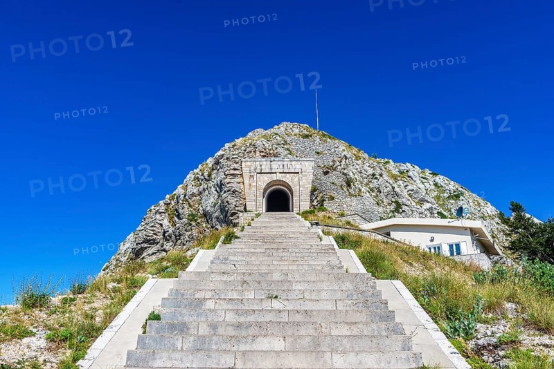 Staircase to the tunnel of Peter Njegosh mausoleum in Montenegro