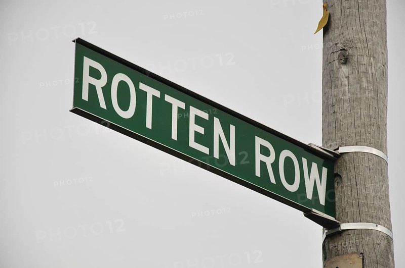 Street sign for Rotten Row, Charleston, South Island, New Zealand, Oceania