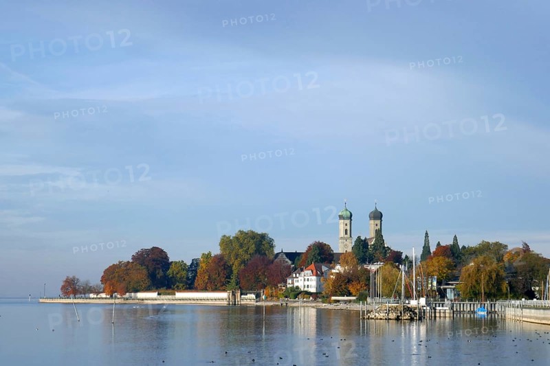 Castle harbour of the royal summer residence in Friedrichshafen on Lake Constance