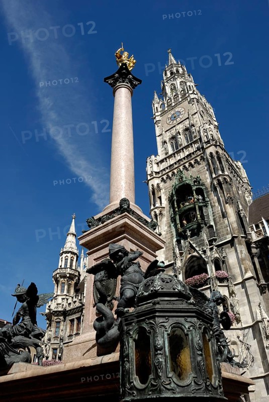 Marian Column and New Town Hall on Marienplatz, Munich