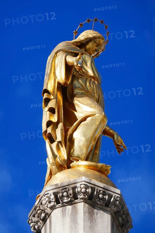 Zagreb sculpture of the Golden Angel in front of the cathedral