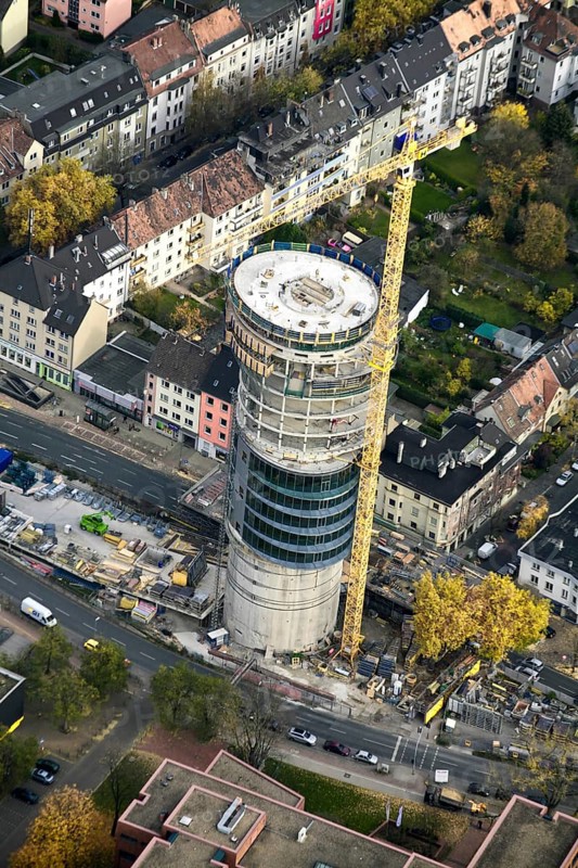 Former high-rise bunker in Bochum is being converted into a residential tower. Construction site, crane, high-rise, residential, architecture, Bochum, North Rhine-Westphalia, Ruhr area, Germany, Europe