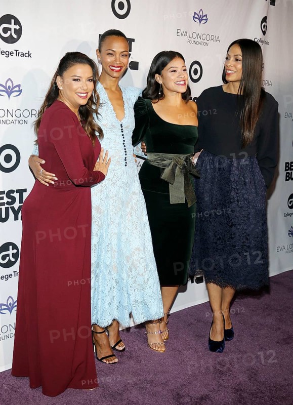 Eva Longoria, Zoe Saldana, Gina Rodriguez and Rosario Dawson at the Eva Longoria Foundation Dinner Gala held at the Four Seasons Hotel in Beverly Hills, USA on November 8, 2018
