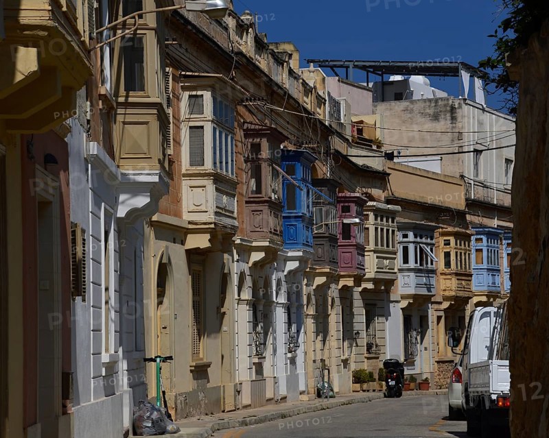 Street Scene in the Old Town of Sliema on the Island Malta